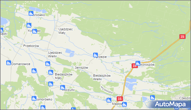 mapa Brzezie gmina Trzebnica, Brzezie gmina Trzebnica na mapie Targeo
