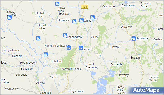 mapa Brzezie gmina Wiślica, Brzezie gmina Wiślica na mapie Targeo