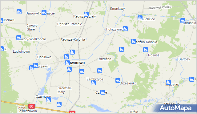 mapa Brzeźno gmina Goworowo, Brzeźno gmina Goworowo na mapie Targeo