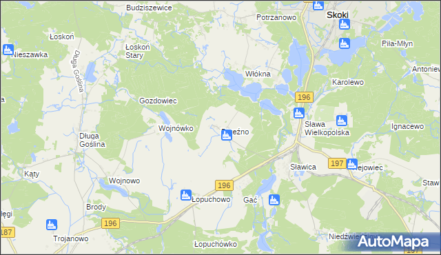mapa Brzeźno gmina Skoki, Brzeźno gmina Skoki na mapie Targeo