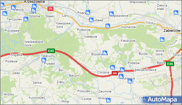 mapa Brzoskwinia, Brzoskwinia na mapie Targeo