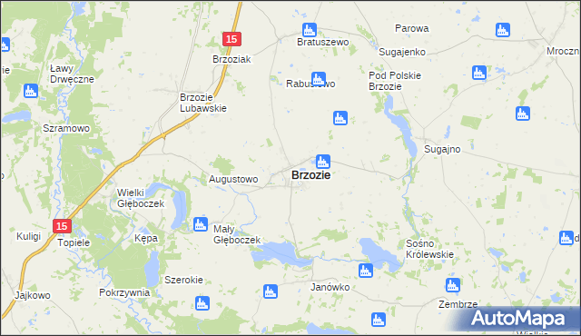 mapa Brzozie powiat brodnicki, Brzozie powiat brodnicki na mapie Targeo