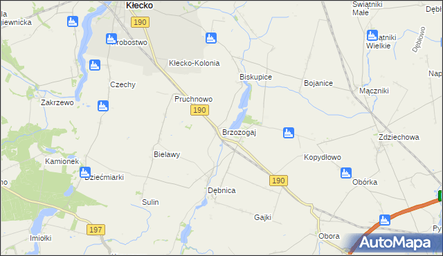 mapa Brzozogaj gmina Kłecko, Brzozogaj gmina Kłecko na mapie Targeo
