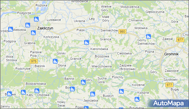 mapa Brzozowa gmina Gromnik, Brzozowa gmina Gromnik na mapie Targeo