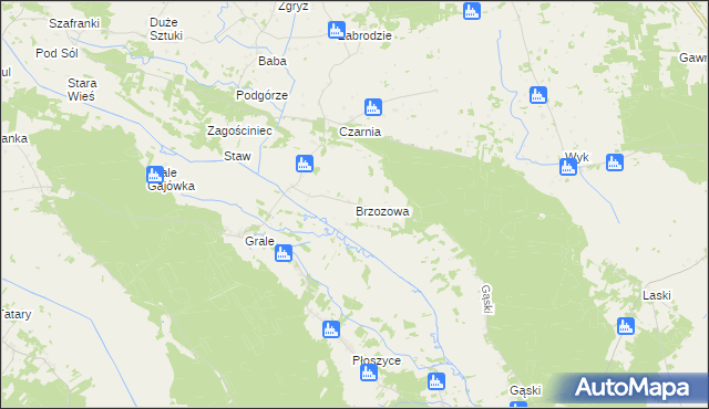 mapa Brzozowa gmina Kadzidło, Brzozowa gmina Kadzidło na mapie Targeo