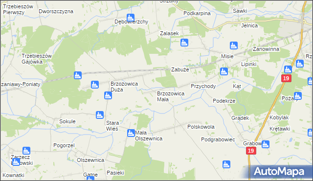 mapa Brzozowica Mała, Brzozowica Mała na mapie Targeo
