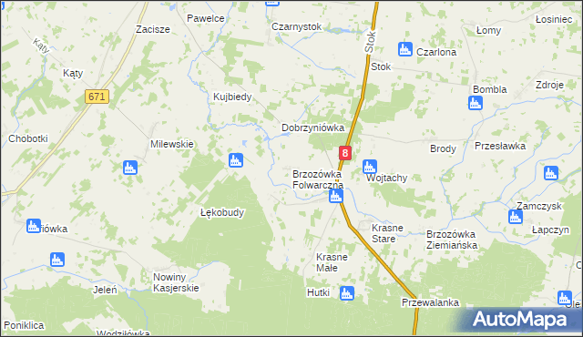 mapa Brzozówka Folwarczna, Brzozówka Folwarczna na mapie Targeo