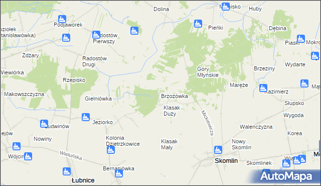 mapa Brzozówka gmina Łubnice, Brzozówka gmina Łubnice na mapie Targeo