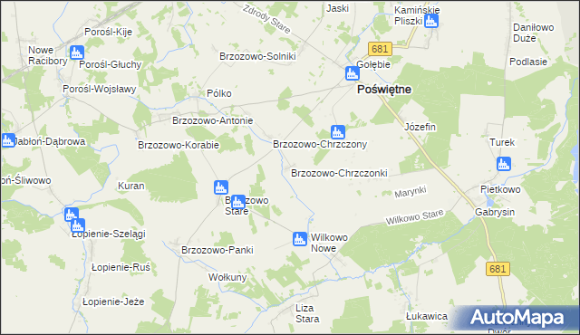 mapa Brzozowo-Chrzczonki, Brzozowo-Chrzczonki na mapie Targeo
