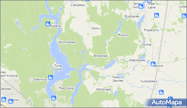mapa Brzozowo gmina Koronowo, Brzozowo gmina Koronowo na mapie Targeo