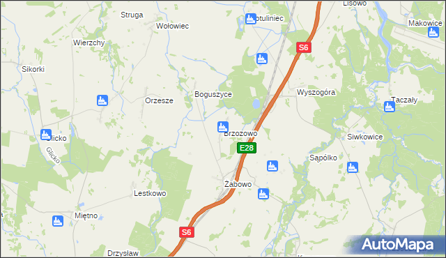 mapa Brzozowo gmina Nowogard, Brzozowo gmina Nowogard na mapie Targeo