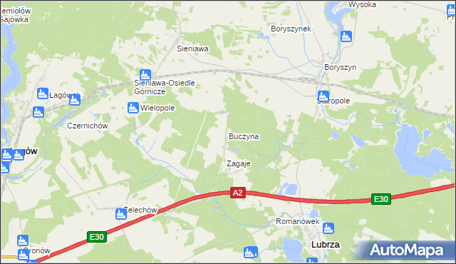 mapa Buczyna gmina Lubrza, Buczyna gmina Lubrza na mapie Targeo