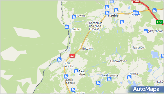 mapa Buczyny, Buczyny na mapie Targeo