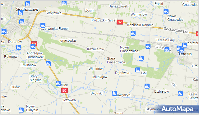 mapa Budki Piaseckie, Budki Piaseckie na mapie Targeo