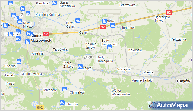 mapa Budy Barcząckie, Budy Barcząckie na mapie Targeo