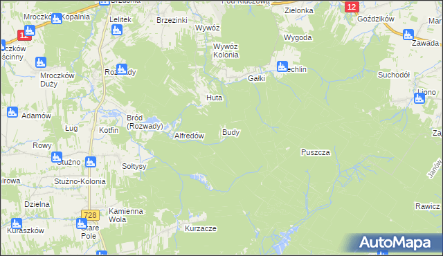 mapa Budy gmina Gielniów, Budy gmina Gielniów na mapie Targeo