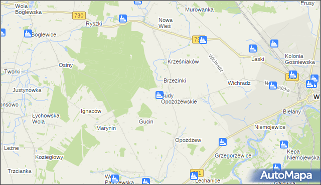 mapa Budy Opożdżewskie, Budy Opożdżewskie na mapie Targeo