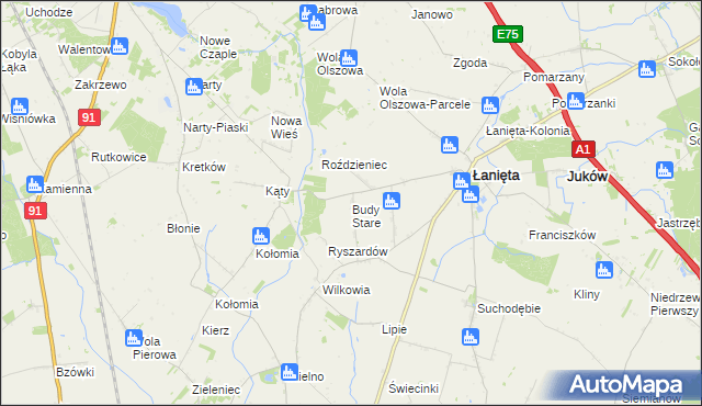 mapa Budy Stare gmina Łanięta, Budy Stare gmina Łanięta na mapie Targeo
