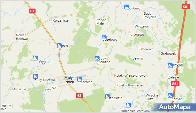 mapa Budy Żelazne, Budy Żelazne na mapie Targeo