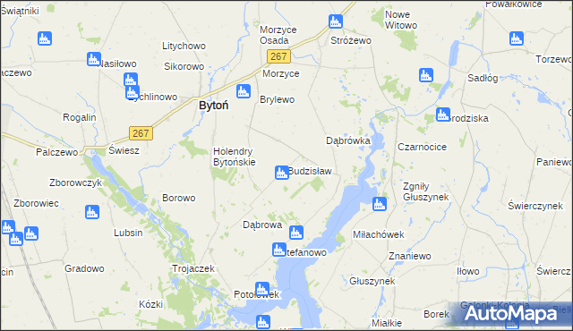 mapa Budzisław gmina Bytoń, Budzisław gmina Bytoń na mapie Targeo