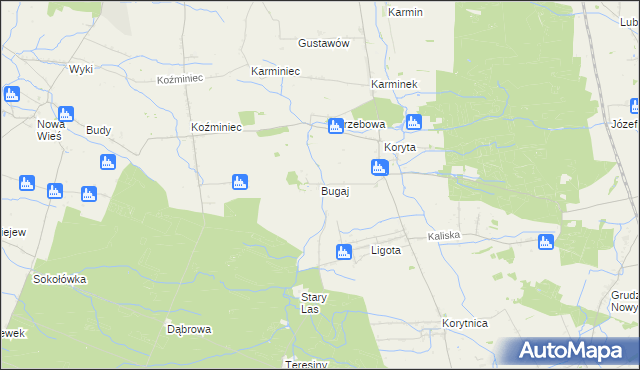mapa Bugaj gmina Raszków, Bugaj gmina Raszków na mapie Targeo