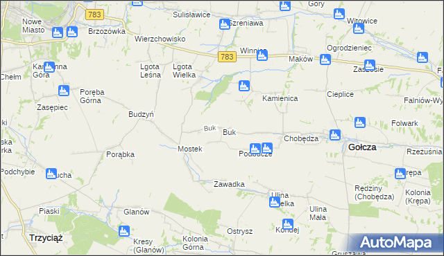 mapa Buk gmina Gołcza, Buk gmina Gołcza na mapie Targeo