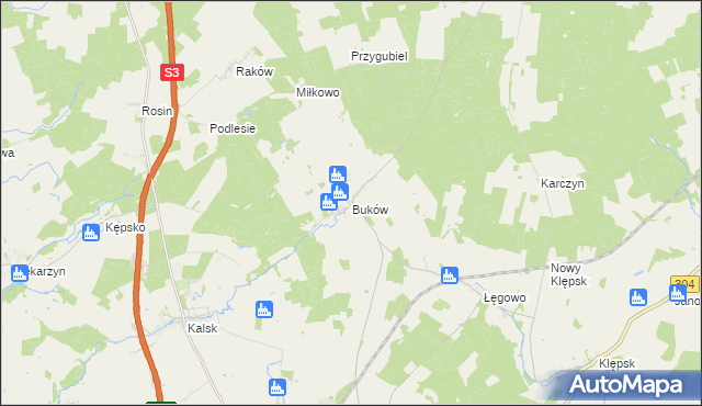 mapa Buków gmina Sulechów, Buków gmina Sulechów na mapie Targeo