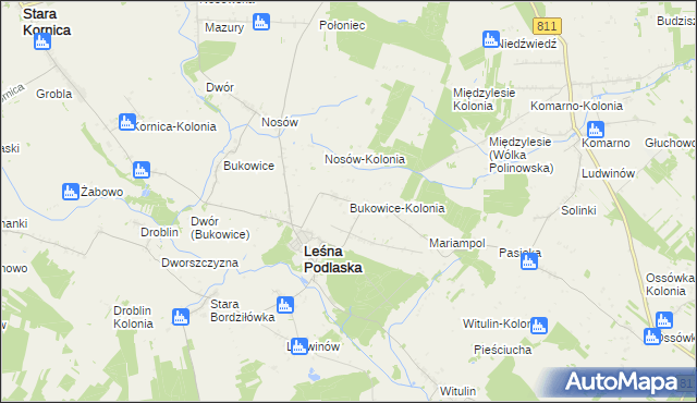 mapa Bukowice-Kolonia, Bukowice-Kolonia na mapie Targeo