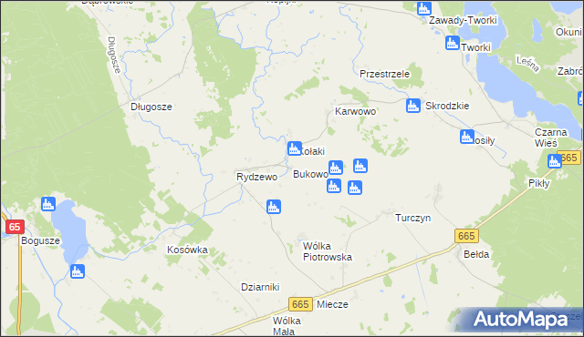 mapa Bukowo gmina Rajgród, Bukowo gmina Rajgród na mapie Targeo
