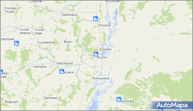 mapa Burzyn gmina Jedwabne, Burzyn gmina Jedwabne na mapie Targeo