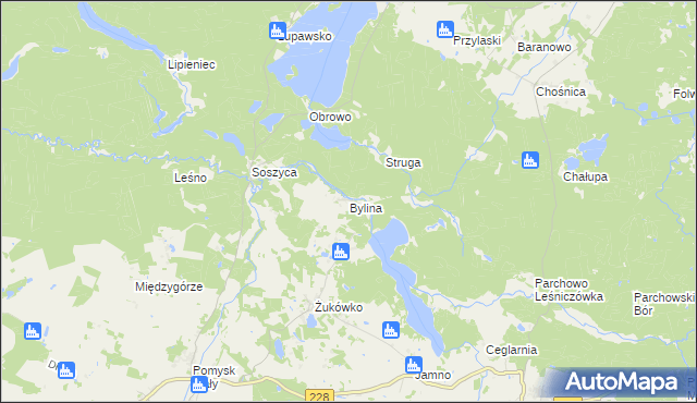 mapa Bylina gmina Parchowo, Bylina gmina Parchowo na mapie Targeo