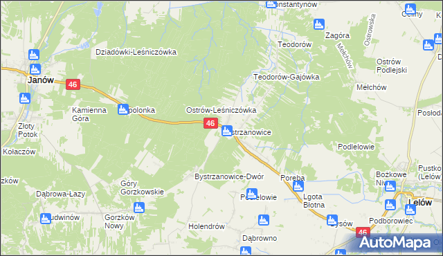mapa Bystrzanowice, Bystrzanowice na mapie Targeo