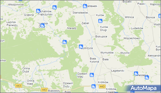 mapa Bystrzyca gmina Grodziec, Bystrzyca gmina Grodziec na mapie Targeo