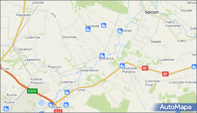 mapa Bystrzyca gmina Wólka, Bystrzyca gmina Wólka na mapie Targeo