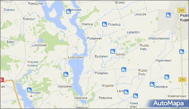 mapa Byszewo gmina Piotrków Kujawski, Byszewo gmina Piotrków Kujawski na mapie Targeo