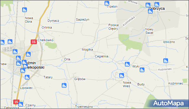 mapa Cegielnia gmina Koźmin Wielkopolski, Cegielnia gmina Koźmin Wielkopolski na mapie Targeo