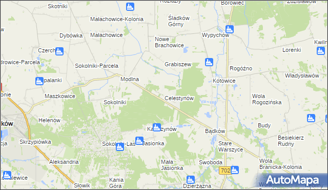 mapa Celestynów gmina Ozorków, Celestynów gmina Ozorków na mapie Targeo