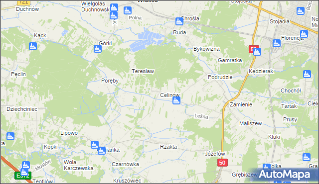 mapa Celinów gmina Dębe Wielkie, Celinów gmina Dębe Wielkie na mapie Targeo
