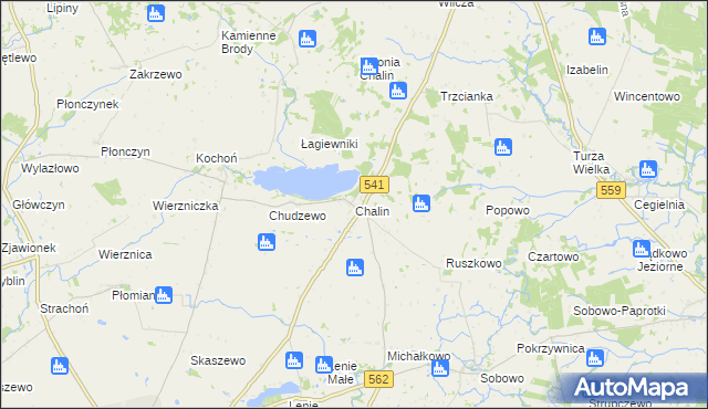 mapa Chalin gmina Dobrzyń nad Wisłą, Chalin gmina Dobrzyń nad Wisłą na mapie Targeo