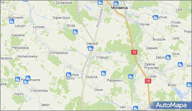 mapa Chałupki gmina Morawica, Chałupki gmina Morawica na mapie Targeo