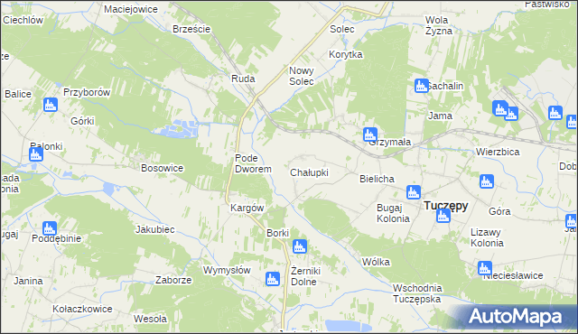 mapa Chałupki gmina Tuczępy, Chałupki gmina Tuczępy na mapie Targeo