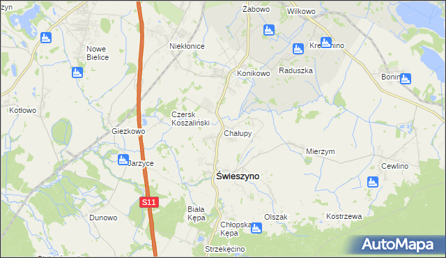 mapa Chałupy gmina Świeszyno, Chałupy gmina Świeszyno na mapie Targeo
