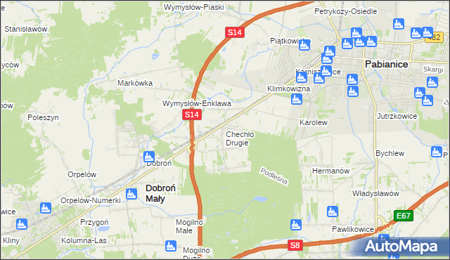 mapa Chechło Drugie, Chechło Drugie na mapie Targeo