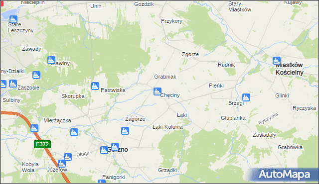 mapa Chęciny gmina Górzno, Chęciny gmina Górzno na mapie Targeo