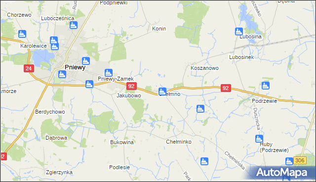 mapa Chełmno gmina Pniewy, Chełmno gmina Pniewy na mapie Targeo