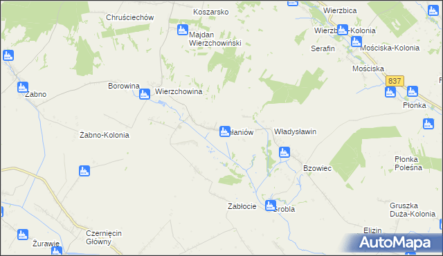 mapa Chłaniów, Chłaniów na mapie Targeo