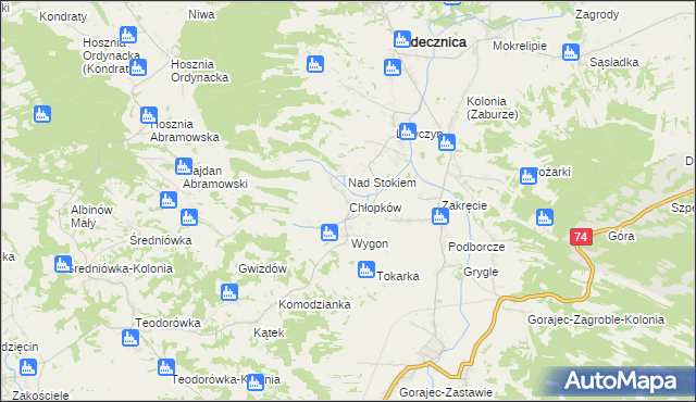 mapa Chłopków gmina Frampol, Chłopków gmina Frampol na mapie Targeo