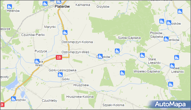 mapa Chłopków gmina Platerów, Chłopków gmina Platerów na mapie Targeo