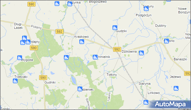 mapa Chmielnik gmina Korsze, Chmielnik gmina Korsze na mapie Targeo