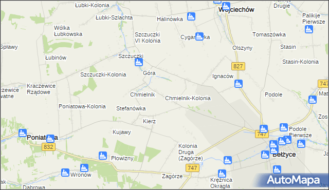 mapa Chmielnik-Kolonia, Chmielnik-Kolonia na mapie Targeo